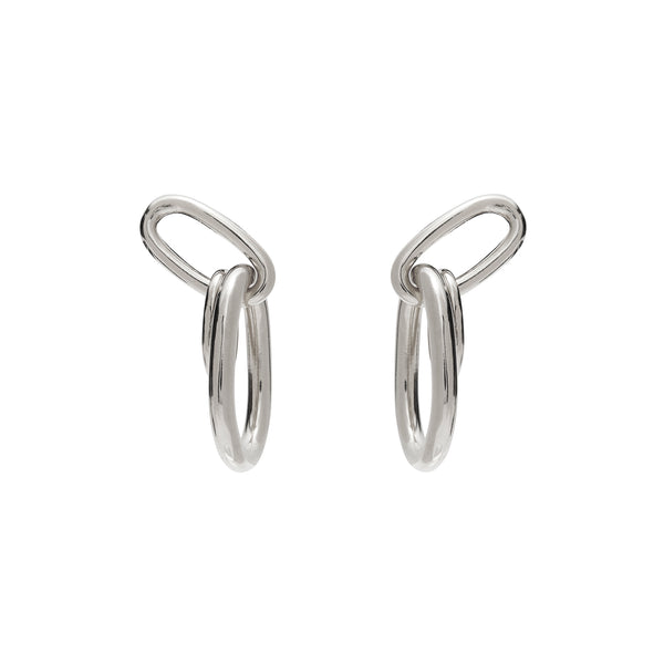 Lady Grey Slant Hoops in Silver