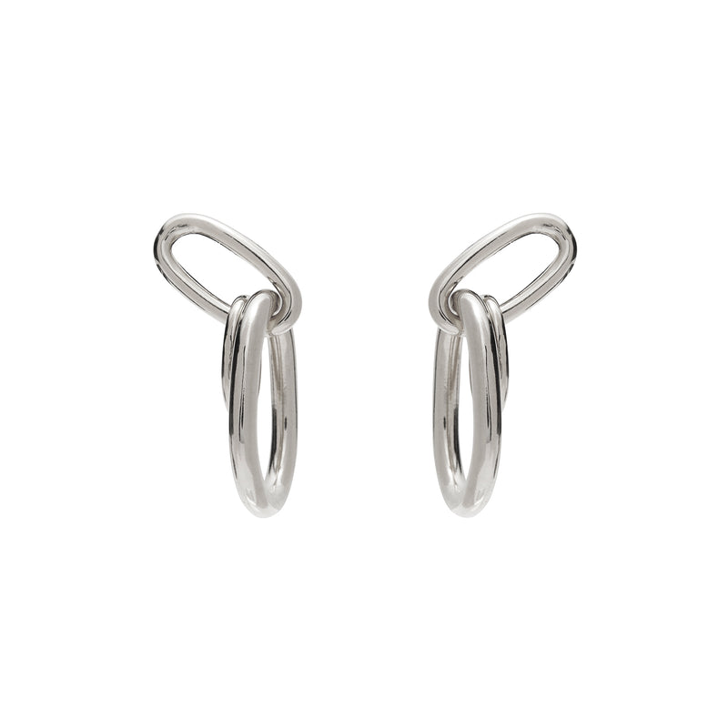 Lady Grey Slant Hoops in Silver