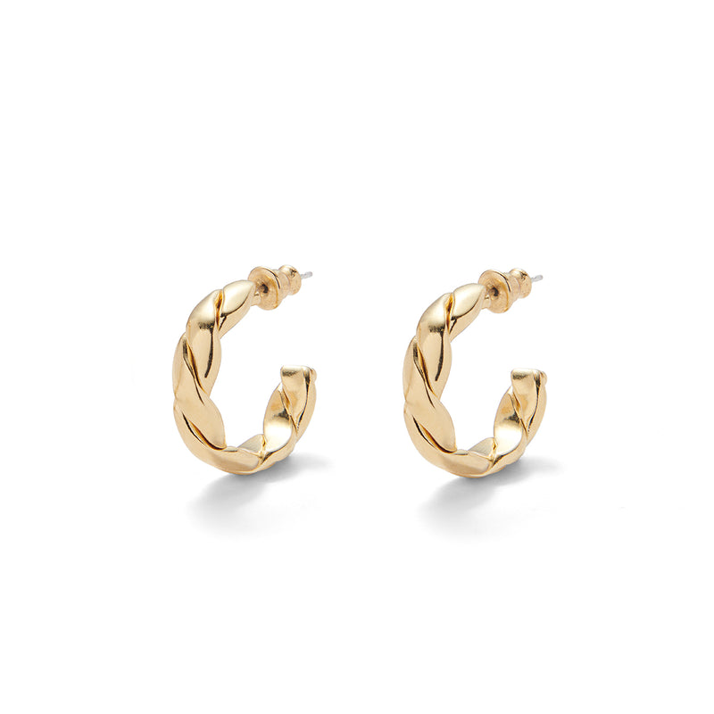 Lady Grey Small Braid Hoops in Gold