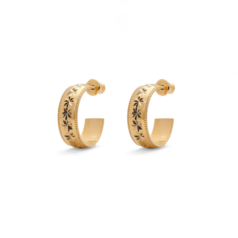 Star Diamond Cut Hoops in Gold