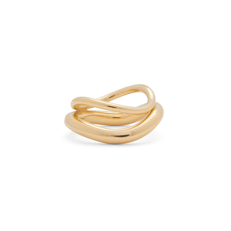 Wave Ring Duo in Gold