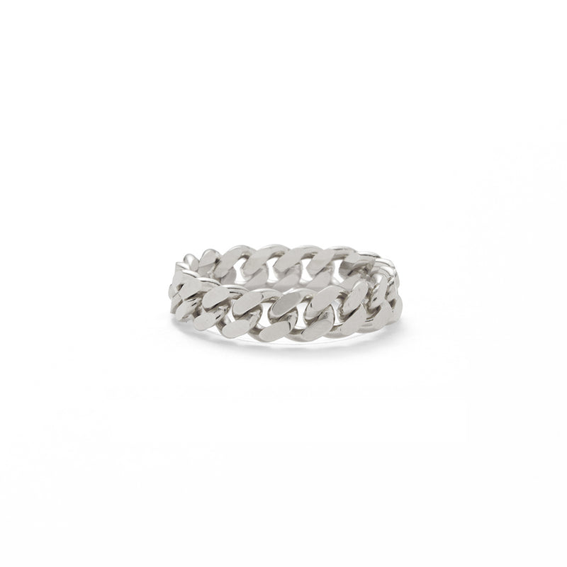 Lady Grey Chain Ring in Rhodium