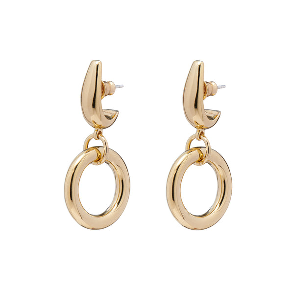 Lady Grey Huggie Hoops in Gold