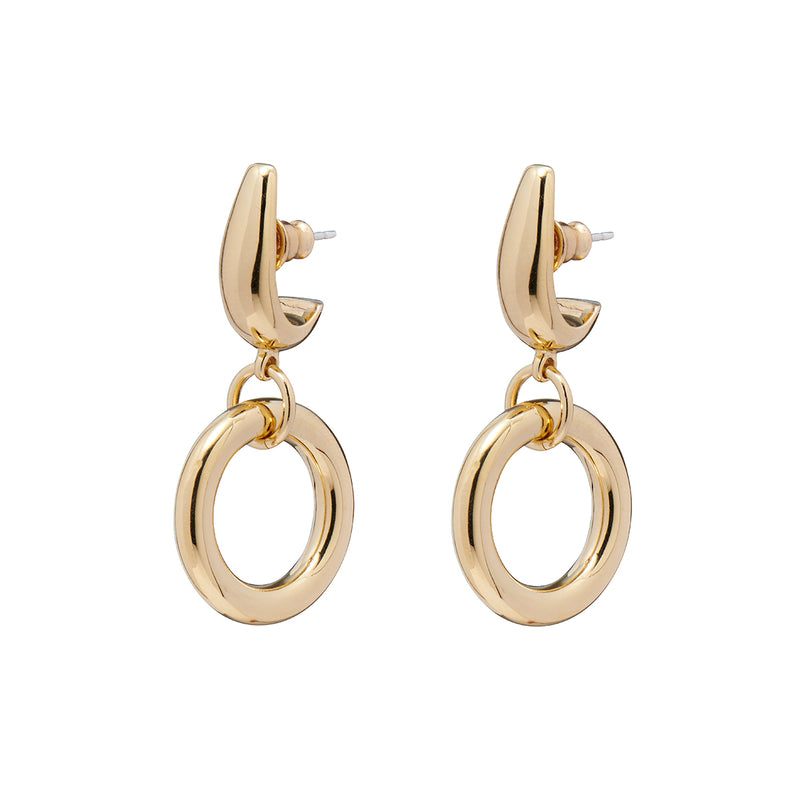 Lady Grey Huggie Hoops in Gold