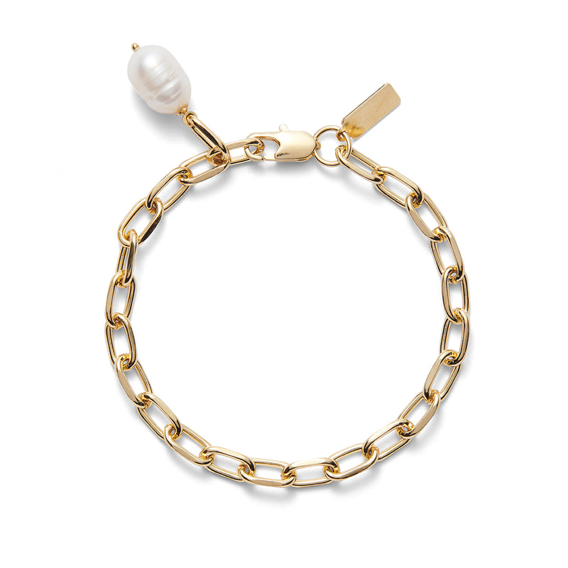Lady Grey Pearl Link Bracelet in Rhodium