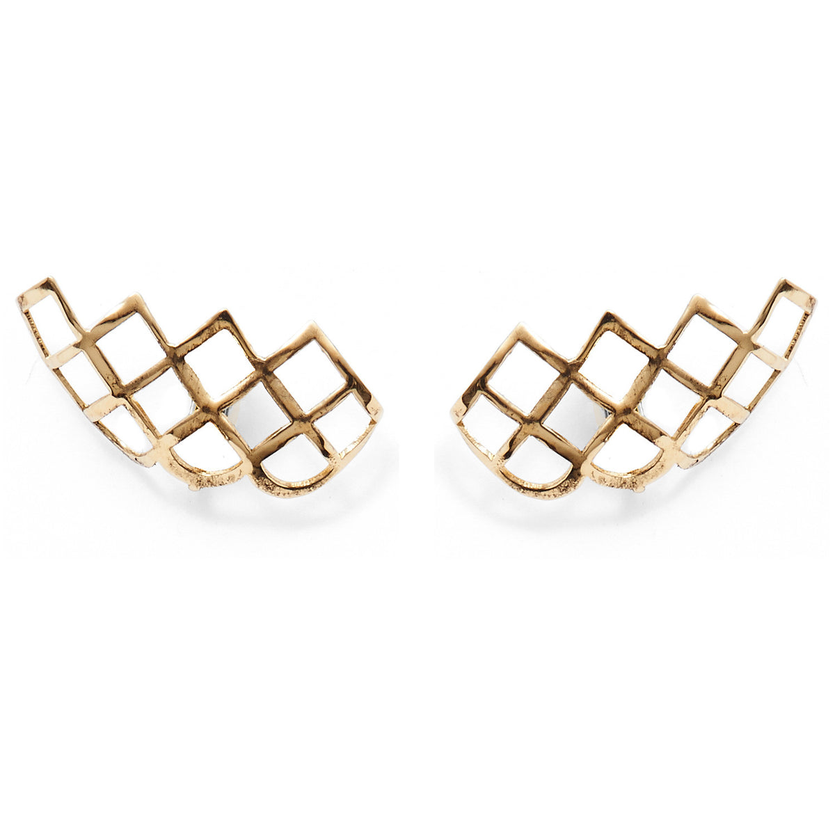 Lattice Lobe Earrings Gold