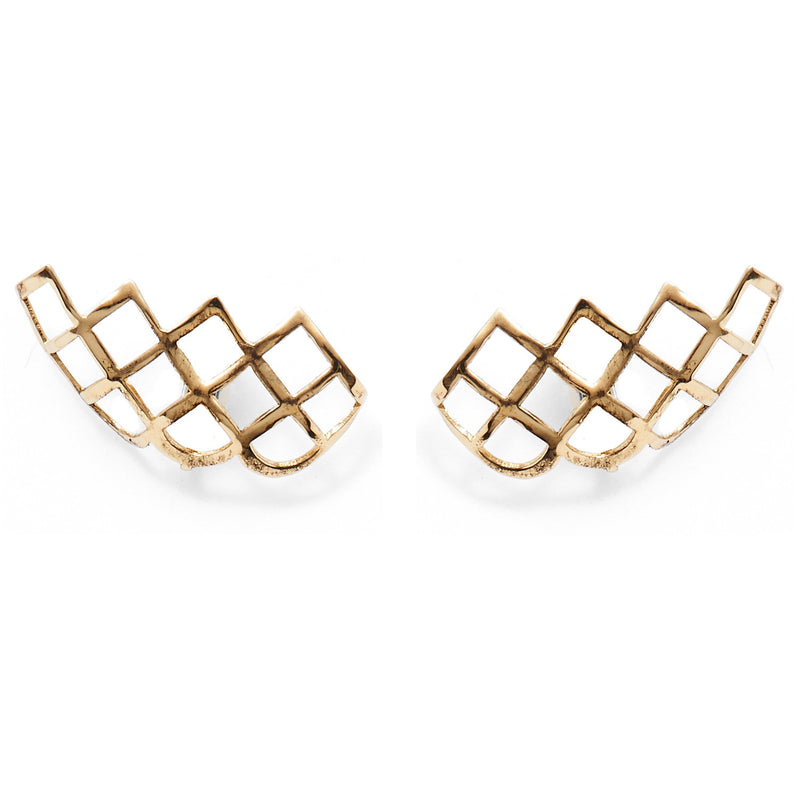 Lattice Lobe Earrings in Gold