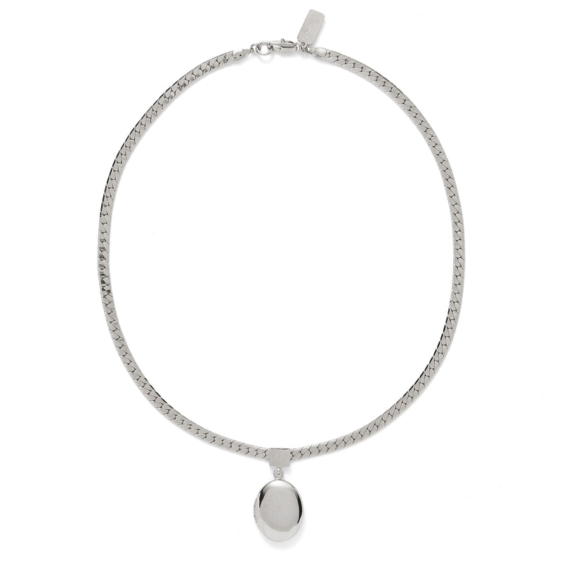 Lady Grey Locket Necklace in Silver