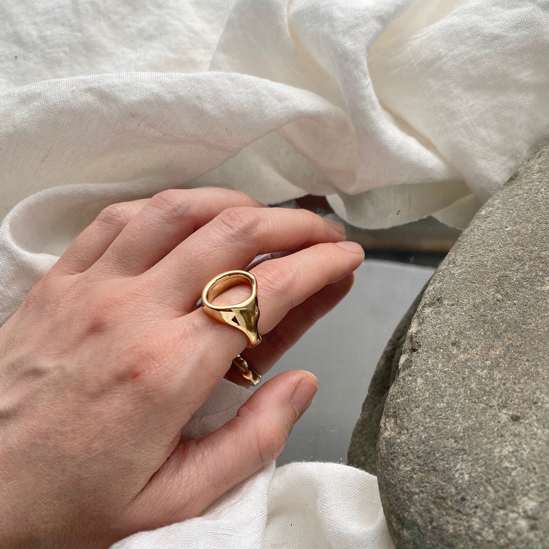 Melted Signet Ring in Gold