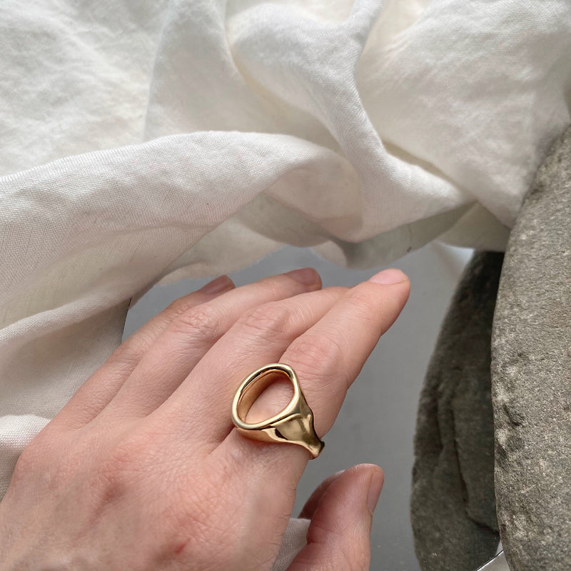 Melted Signet Ring in Gold