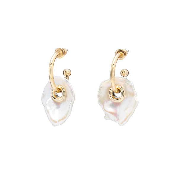 Lady Grey Pearl Eyelet Earring in Gold