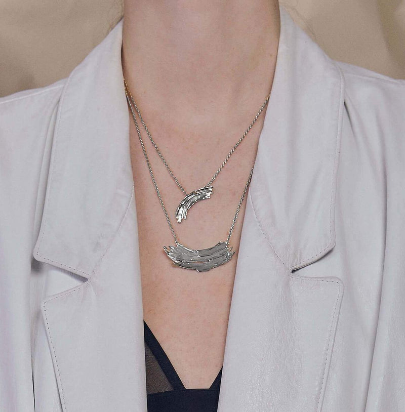 Lady Grey Jewelry Large Brushstroke Necklace in Rhodium