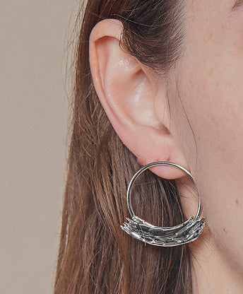 Lady Grey Jewelry Brushstroke Hoops in Rhodium