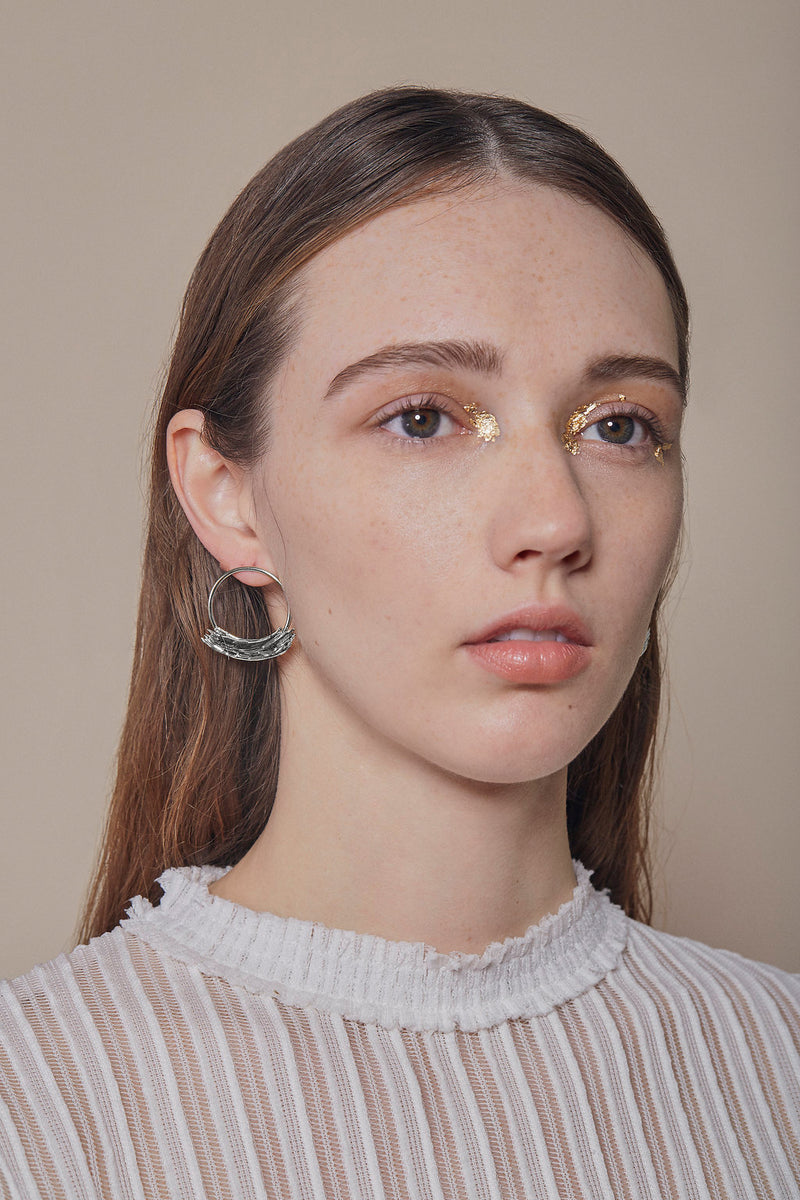Lady Grey Jewelry Brushstroke Hoops in Rhodium