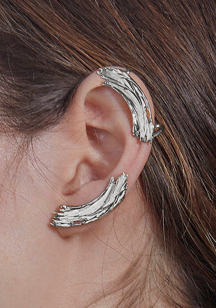 Lady Grey Brushstroke Ear Crawlers in Rhodium