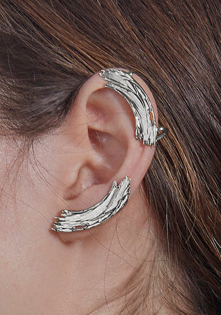 Brushstroke Ear Cuff in Rhodium