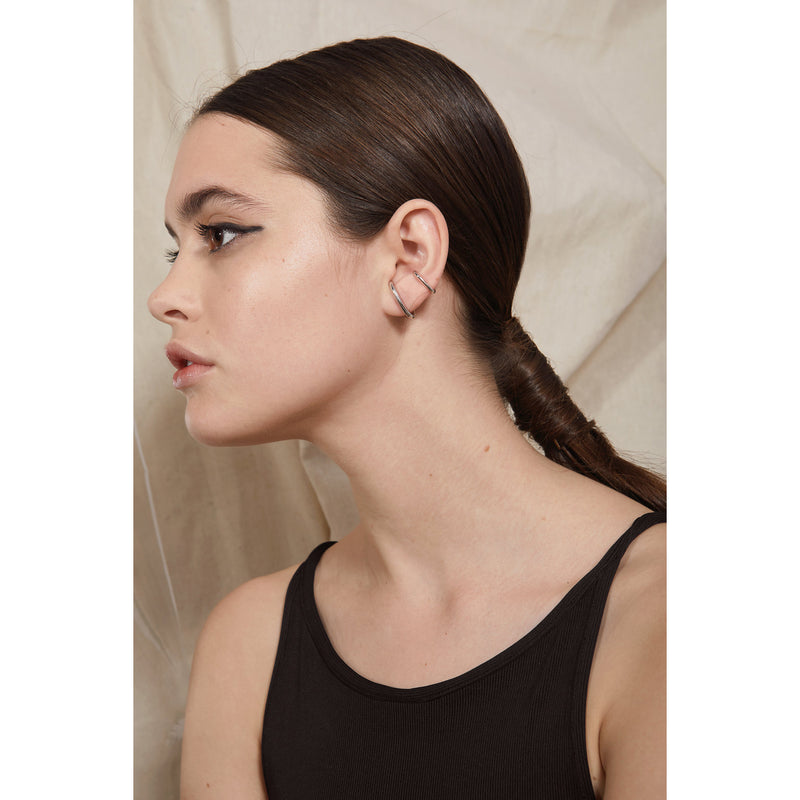 Duo Ear Cuff in Rhodium