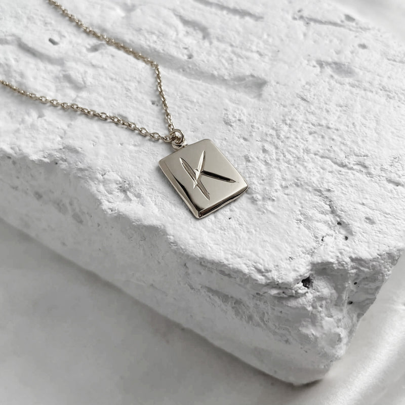 Scrawled Initial Pendant in Silver K