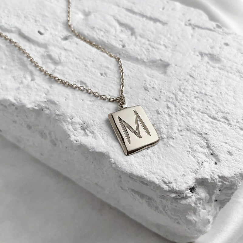 Scrawled Initial Pendant in Silver M