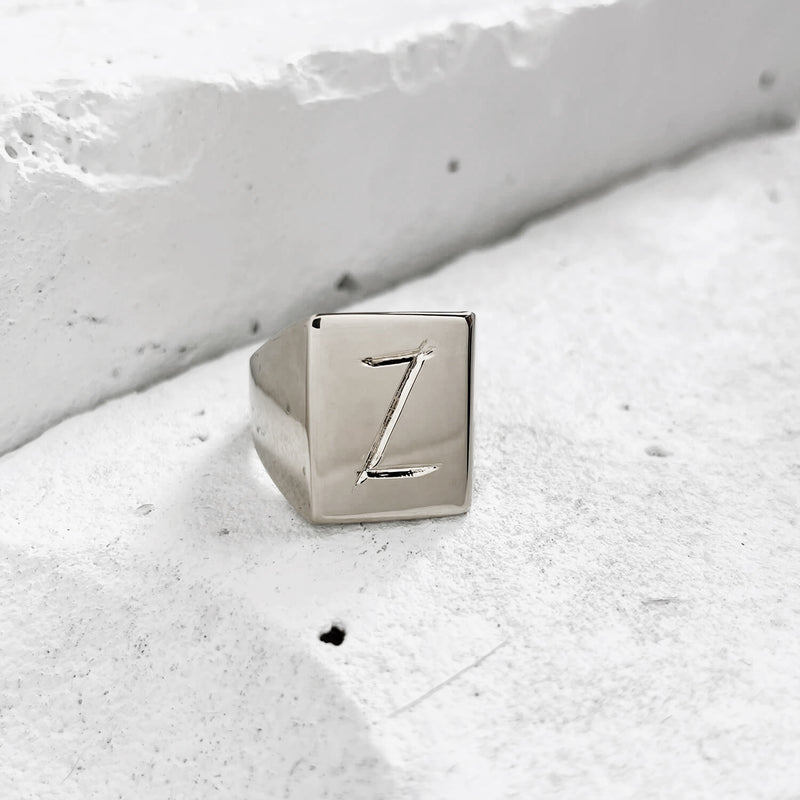 Scrawled Initial Ring in Silver Z