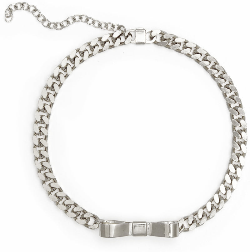 Bow Chain Choker in Silver