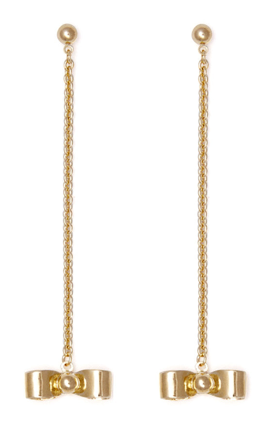 Bow Chain Earrings in Gold
