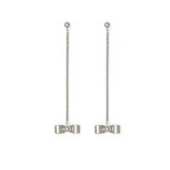 Lady Grey Jewelry Bow Chain Earrings in Silver