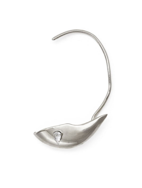 Crystal Lobe Earring in Silver- Left Ear