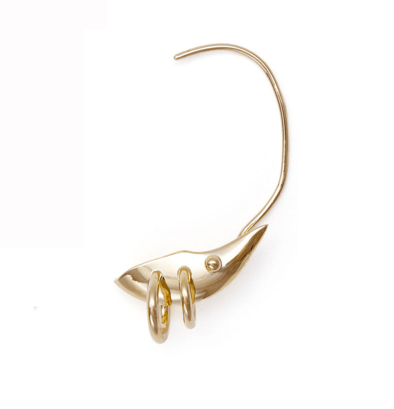 Hoop Lobe Earring in Gold- Left Ear