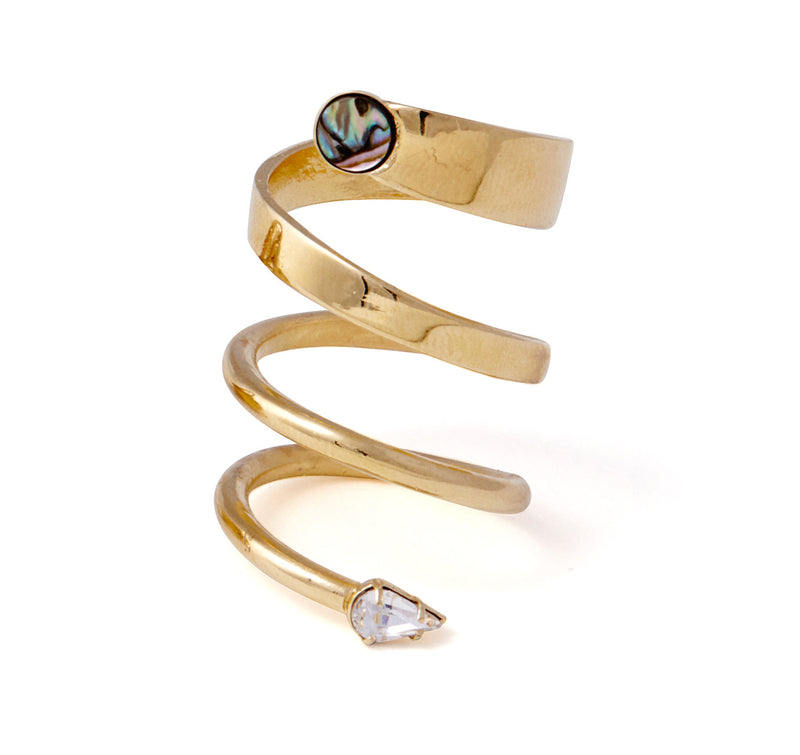 Abalone Ribbon Ring in Gold
