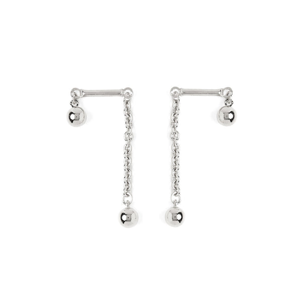 Lady Grey Jewelry Ball Bar Earring in Silver