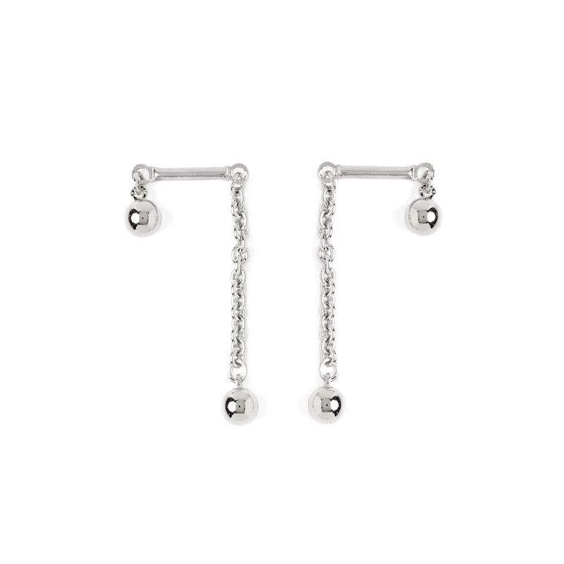 Lady Grey Jewelry Ball Bar Earring in Silver
