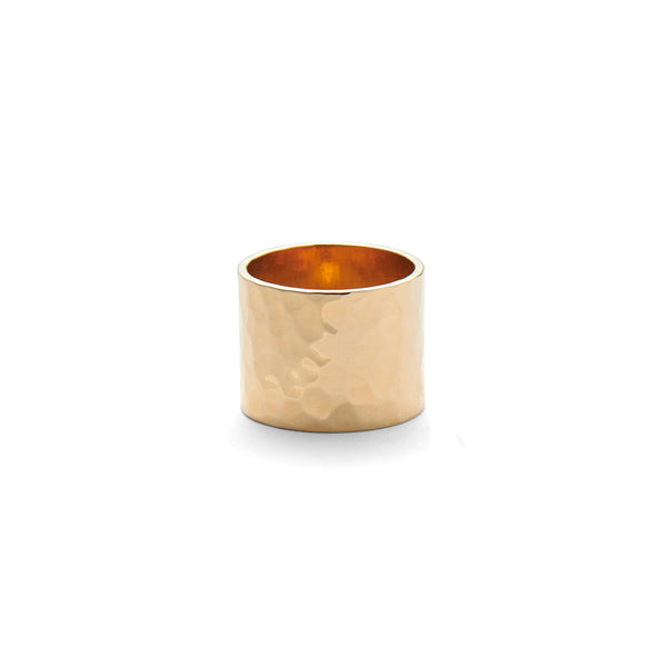 Cigar Hammered Ring in Gold