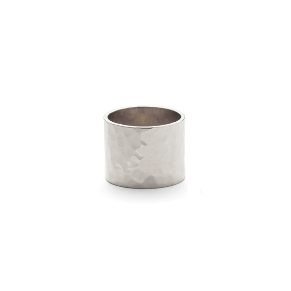Cigar Hammered Ring in Silver 