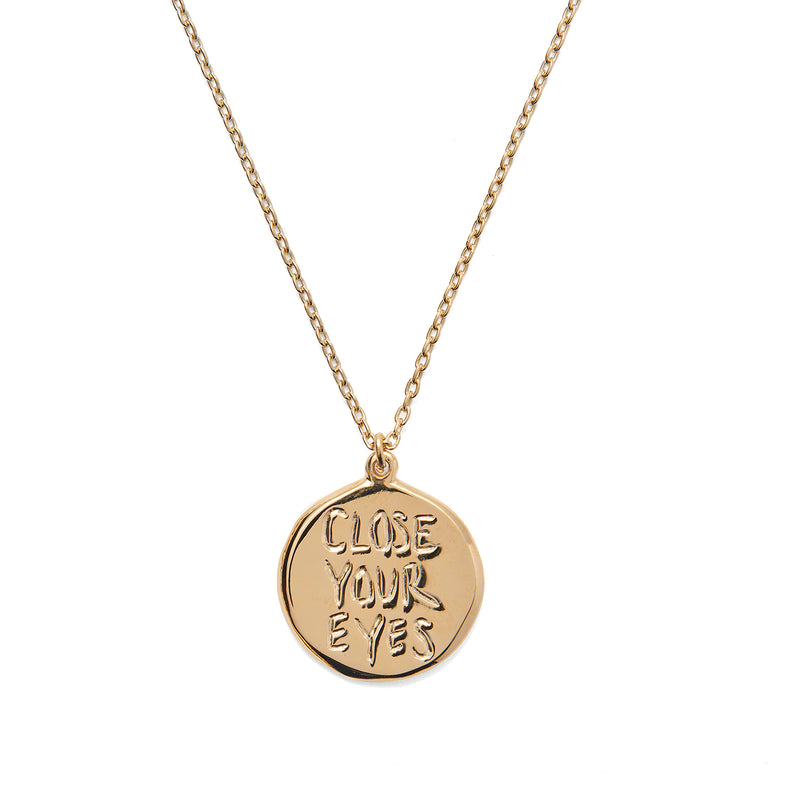 Open/Close Your Eyes Pendant in Gold