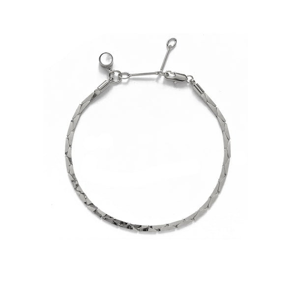 Cobra Bracelet/Anklet in Rhodium and White Mother of Pearl