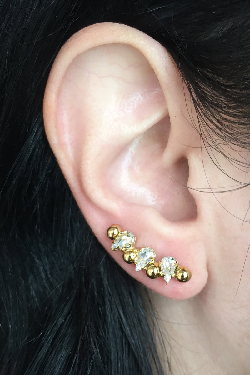 Crystal Ear Crawler in Gold with Swarovski Crystal