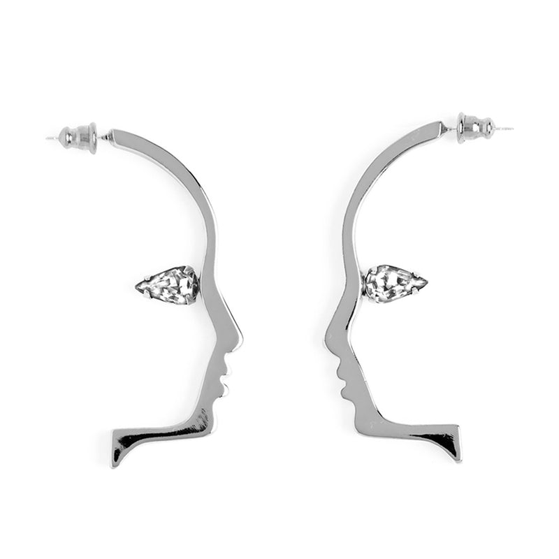 Lady Grey Crystal Silhouette Earring in Silver