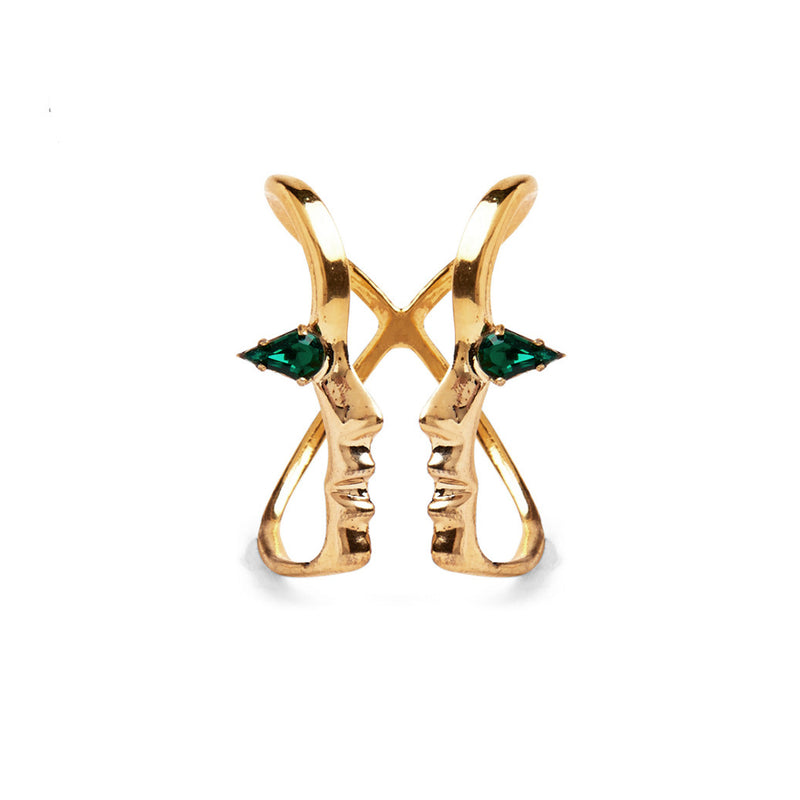 Lady Grey Jewelry Emerald Crystal Silhouette Ring 
