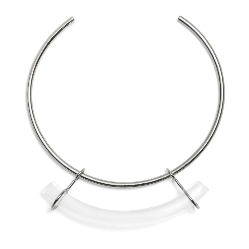 Lady Grey Jewelry Fraction Collar in Rhodium and Clear
