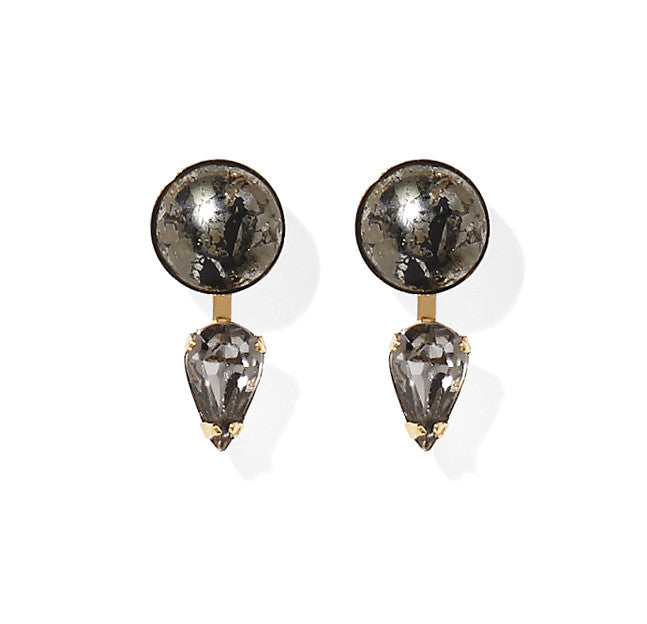 Circle Ear Jacket Gold Pyrite Swarovski Crystal