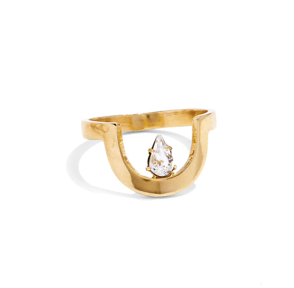 Cleft Ring in Gold with Swarovski Crystal