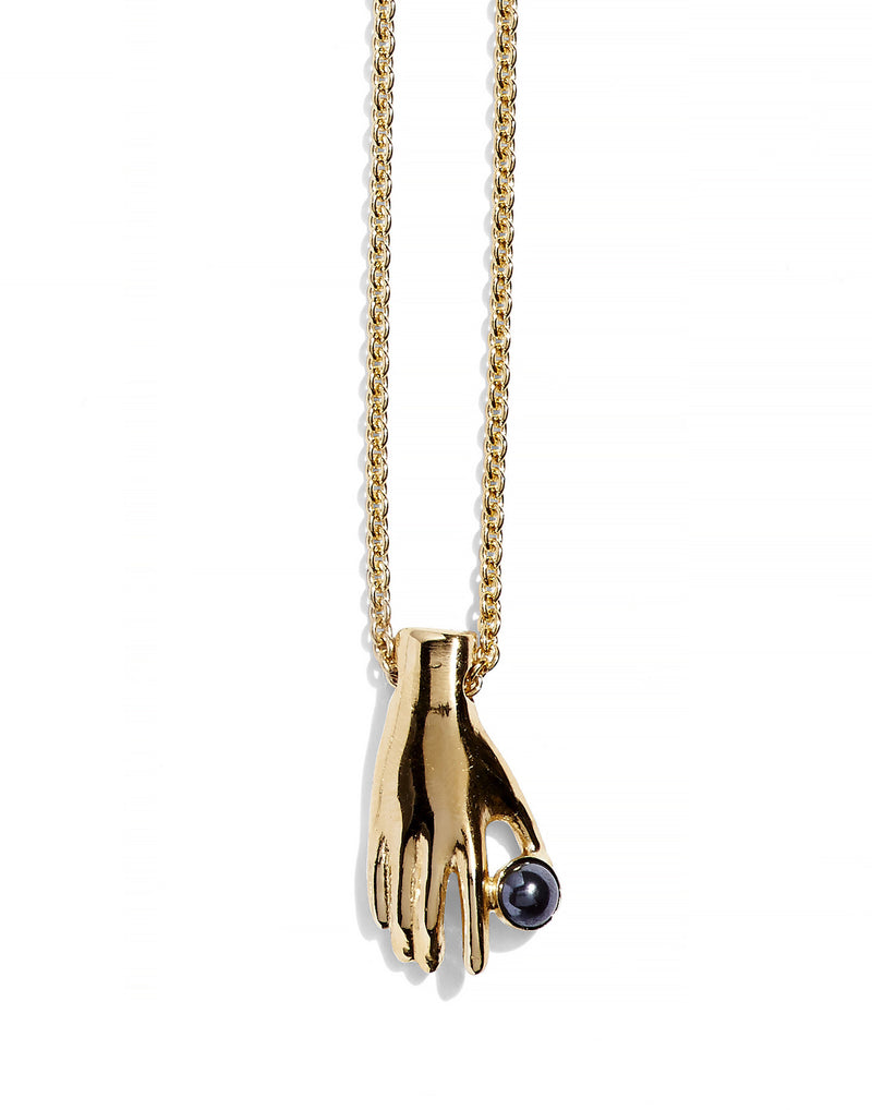 Hematite Hand Pendant in Gold by Lady Grey Jewelry
