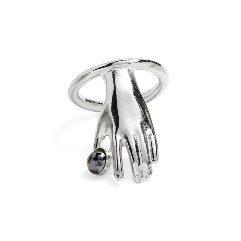 Lady Grey Jewelry Hematite Hand Ring in Silver