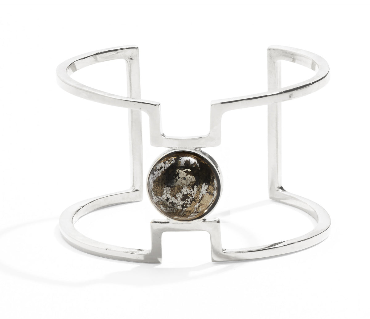 Notch Cuff Silver Pyrite