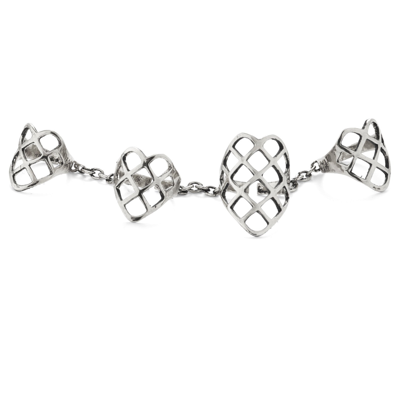 4 Finger Lattice Ring in Silver