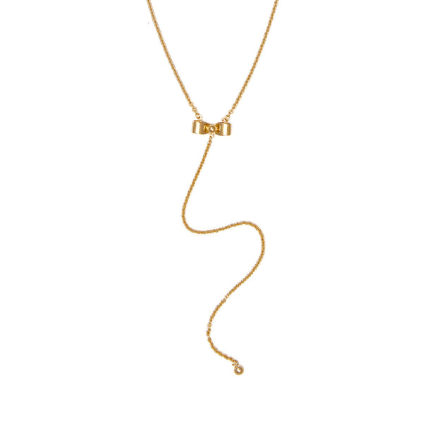 Lady Grey Jewelry Bow Lariat Necklace in Gold