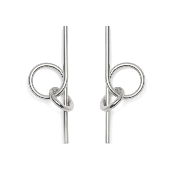 Coil Link Earrings in Rhodium