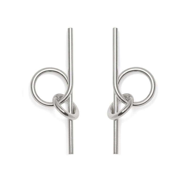 Coil Link Earrings in Rhodium