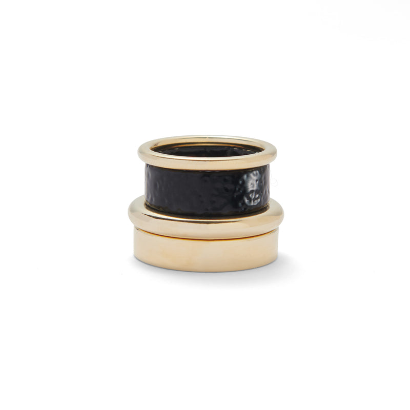 Lady Grey Jewelry Essential Ring Set in Gold and Black Pebble 